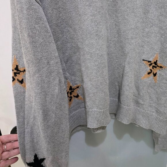 Rails Womens Crewneck Star Print Sweater Gray Size L Soft Knit Lightweight - Picture 7 of 10